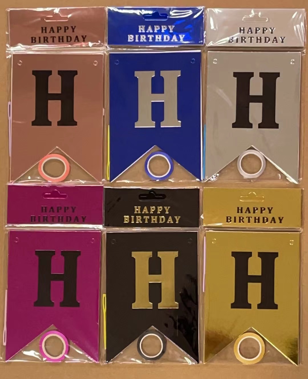 HAPPY BIRTHDAY fiesta de cumpleaños en inglés diseño diagonal de bandera de cola de mermaid letras banderas de color