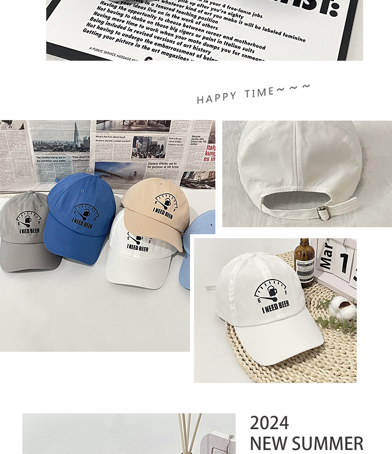 Unisex Soft top I NEED BEER printed baseball cap Spring/summer trend ins fashion hat shade casual everything_voghion.com