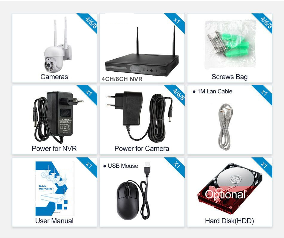Kablosuz wifi PTZ CCTV Kamera Kiti kablosuz dome güvenlik kamera seti