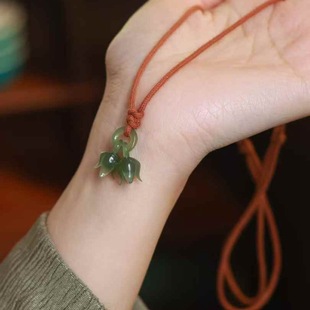 Hetian Jade Factory Store Jade Crafts Xinjiang Hetian Jade Qinghai Material Lake Water Green Blue Bell Flower Clavicle Chain Pendant