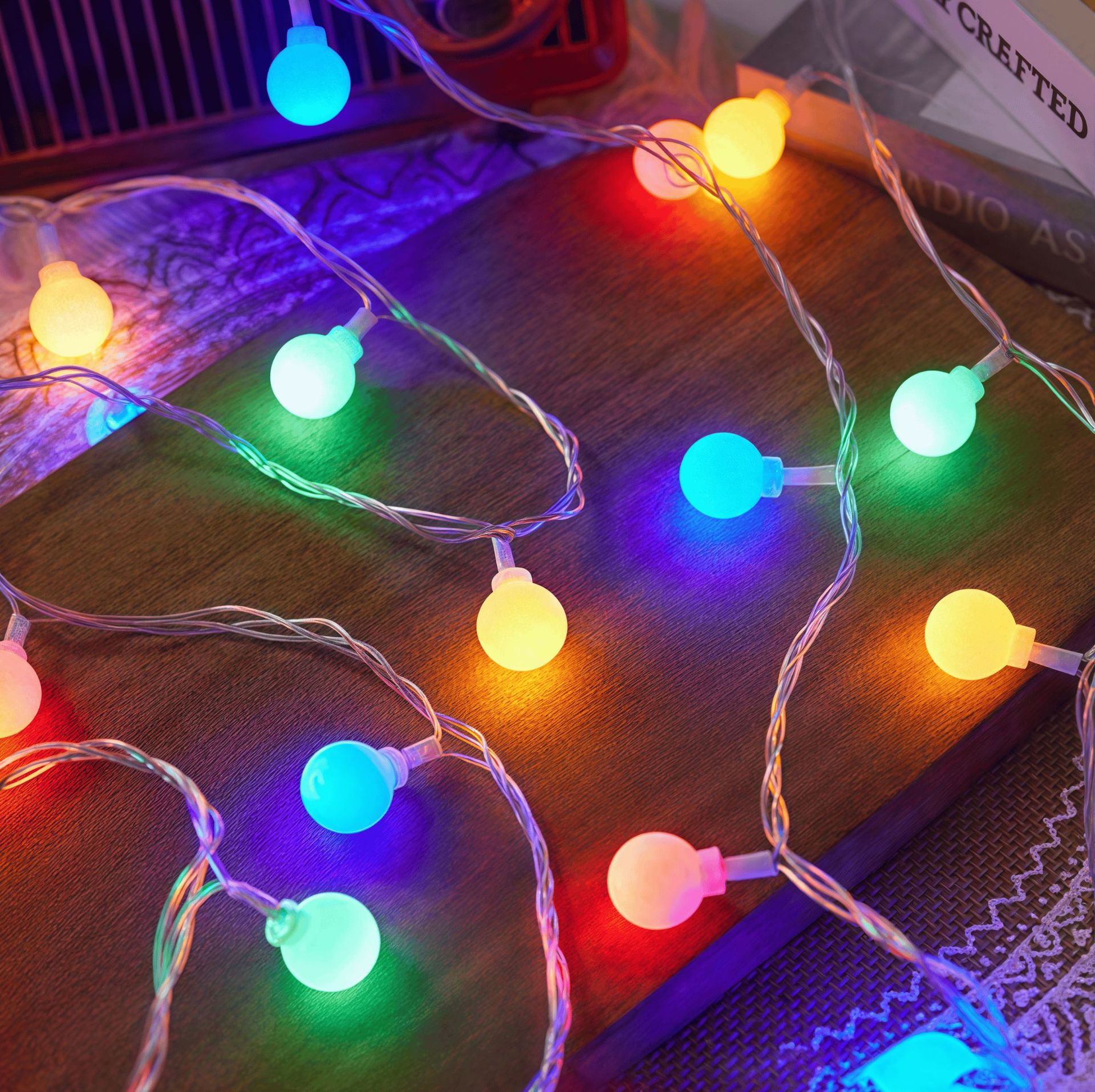 Lámpara de bola esmerilada LED cadena de decoración de cumpleaños de boda cadena de luz solar gypsophila decoración de vacaciones de Navidad al aire libre