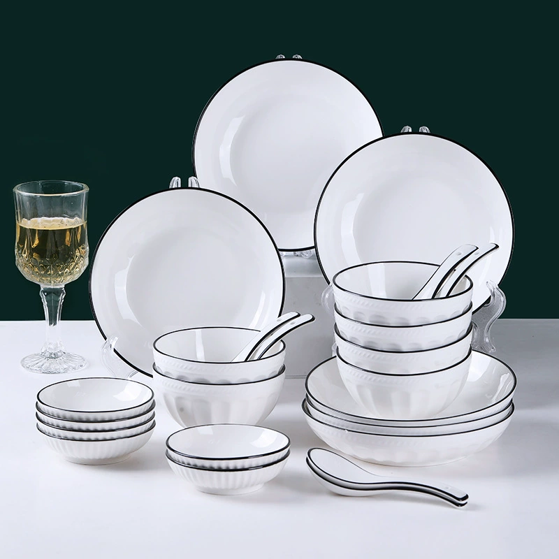 Новый набор посуды Lotus: четыре тарелки, шесть мисок, комплект из десяти предметов, европейский стиль, подглазурная расцветка, подходит для микроволновой печи, миска для риса.