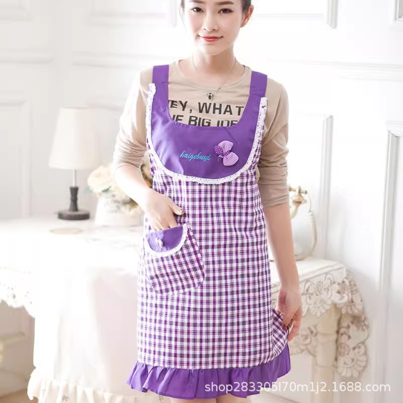 Delantal casa cocina a prueba de aceite para adultos moda hermosa ropa de trabajo femenina versión coreana linda ropa antiincrustante y a prueba de polvo