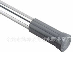 厂家直售铝合金氧化亮光灰色配件免打孔可伸缩多尺寸浴室杆浴帘杆