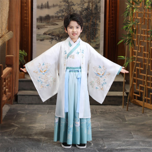 Boy hanfu Kids China ancient folk costumes Han Tang prince swordsman warrior cosplay robe for  young boy tang suit Chinese Confucius School performance clothes