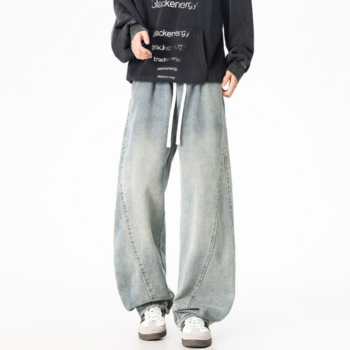 Dambonión| Primavera nuevos pantalones rectos de jeans elásticos para hombres, pantalones casuales de estilo americano para hombres