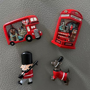 Foreign trade high-grade British cute refrigerator stickers ins high-value three-dimensional Internet-famous refrigerator magnet souvenir British style