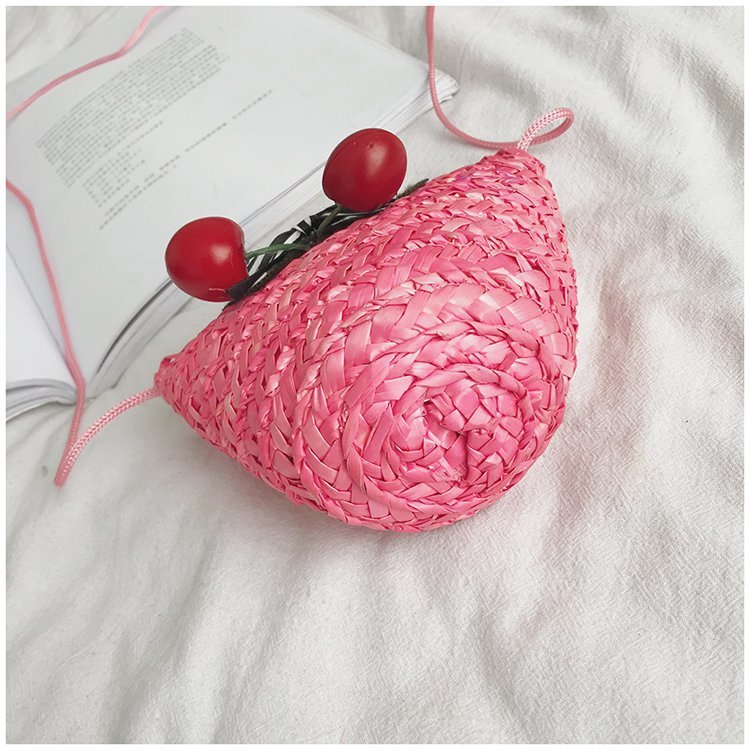 Fabrik Großhandel neue süße Kirsche Stroh Tasche Geldbörse Sommer Crossbody Stroh Tasche gewebte Tasche Urlaub Strandtasche_voghion.com