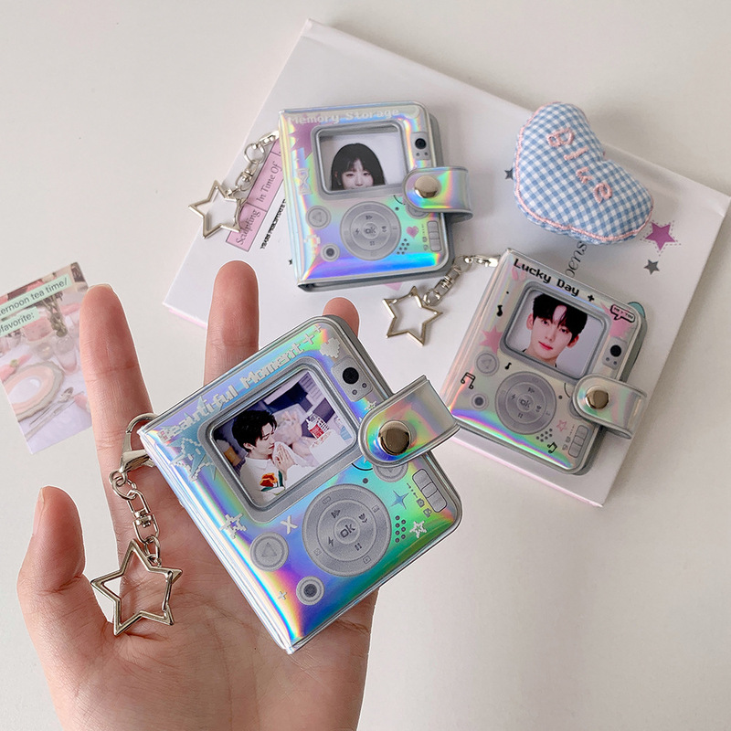 Hisocute 韓国版 Star Chasing 2inch 五芒星フォトアルバム女の子の写真収納アルバム光沢のあるペンダントカードアルバム|undefined