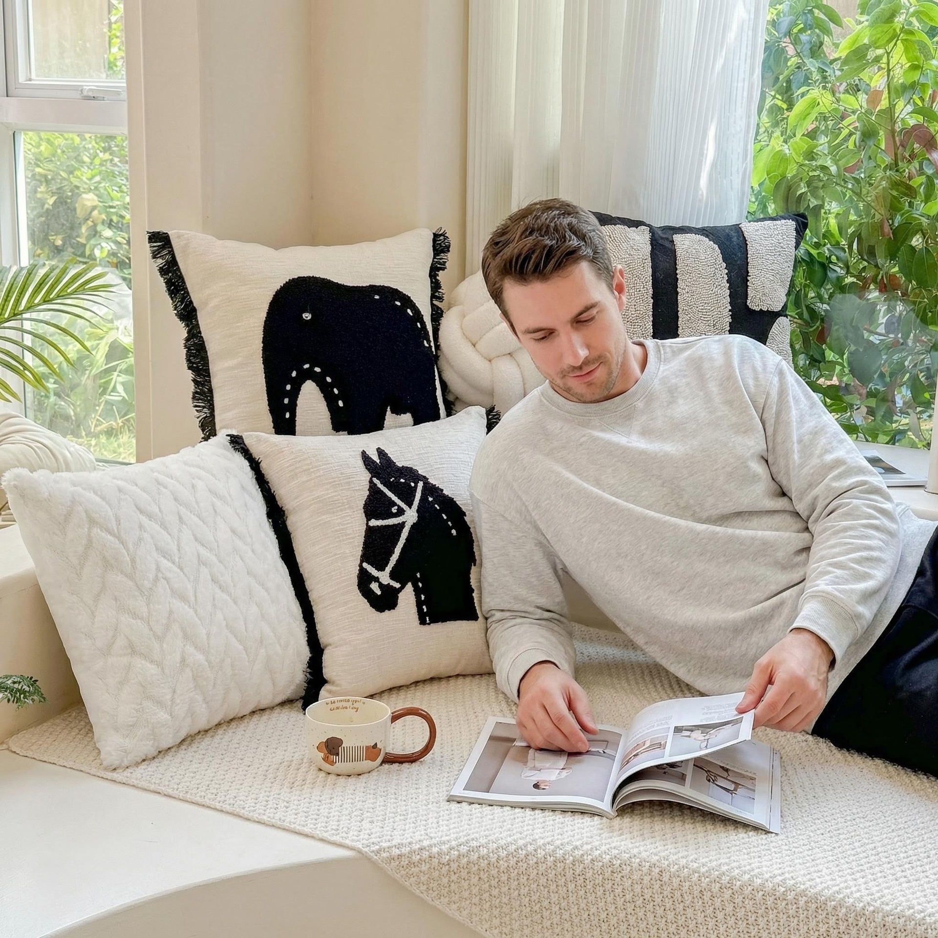 Advanced Sense Three-Dimensional Towel Embroidered Pillow Nordic Ins Style Sofa Decorative Pillow Cyber Celebrity Pillow Zebra Pillow