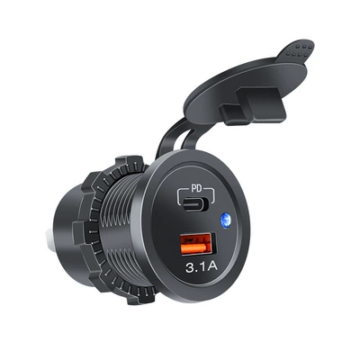 Car, Motorcycle, Rv, Dual-Port Smart Tablet Phone, Ship Car Charger, Motorcycle Modified Car Charger (Mobil şarj cihazları) - pd31a-with-indicator-blue-light
