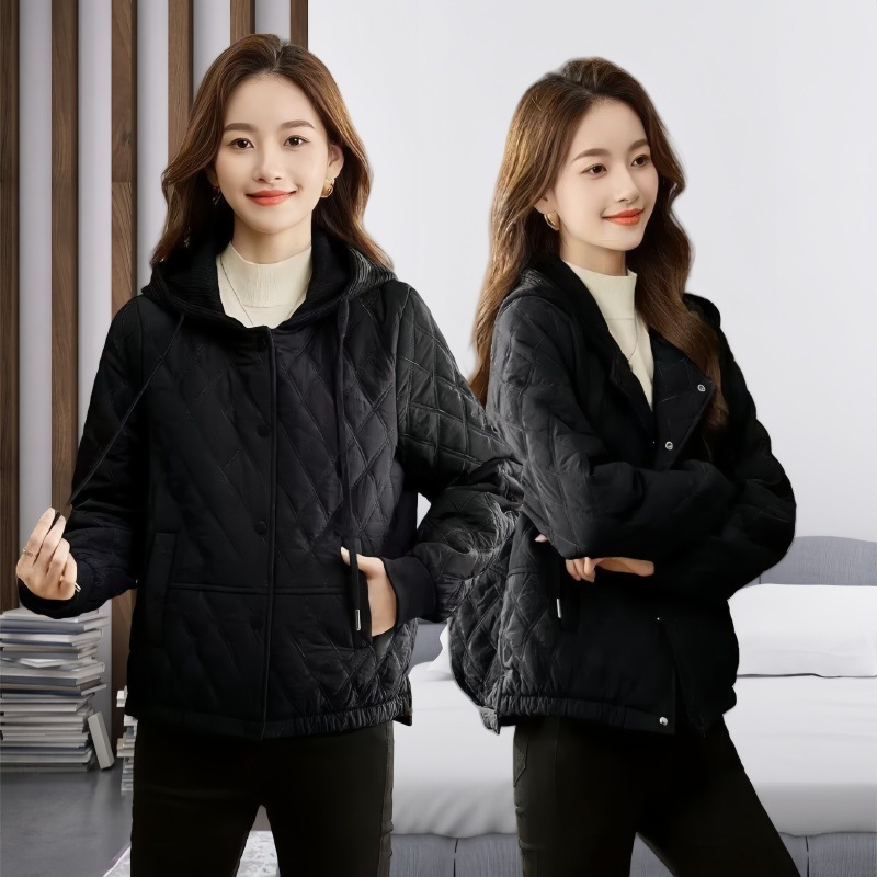 여성 봄가을 다이아 퀼팅 후드 루즈핏 솜패딩 재킷 부해 보이지 않는 데일
