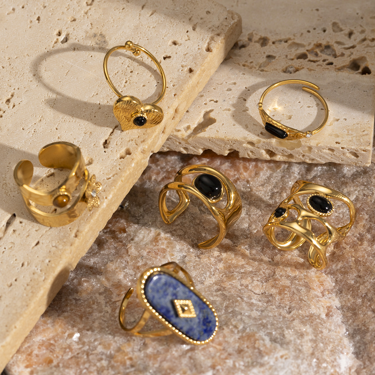 Anillo de acero de titanio de estilo europeo y americano de Tena, sentido de diseño de nicho femenino, anillo de nicho de todo fósforo, sentido de alta gama, joyería explosiva transfronteriza