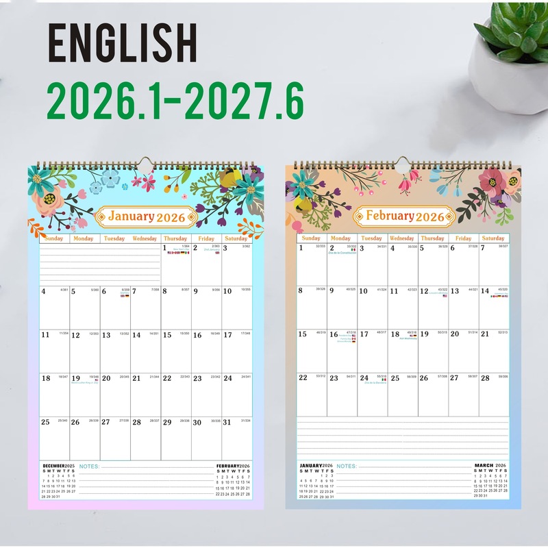 アマゾン2025-2026年英語版カレンダーデスクカレンダー冷蔵庫貼りカレンダーオリジナルデザインプレゼント|undefined