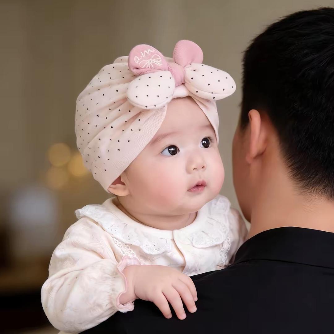 Spring and autumn baby hats, windproof and designed to protect the fontanelle, Indian-style hats for baby girls, cute Korean-style newborn hats for infants