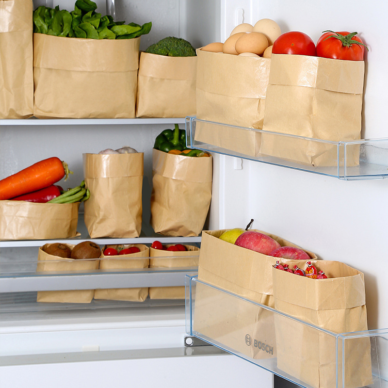 厚みのある食品包装クラフト紙袋冷蔵庫果物と野菜の保存袋パン耐油スナック包装紙袋防水|undefined