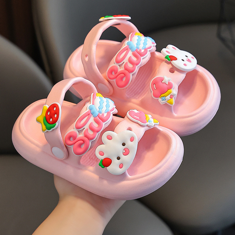 Zapatillas para niños de verano para niñas de dibujos animados de interior antideslizante bebé zapatillas para niños lindos zapatos de princesa de dos vías para niñas