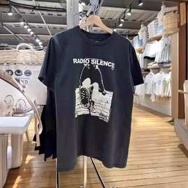 Brandy BM新款美式Radio摇滚字母印花短袖T恤女bm宽松百搭上衣潮