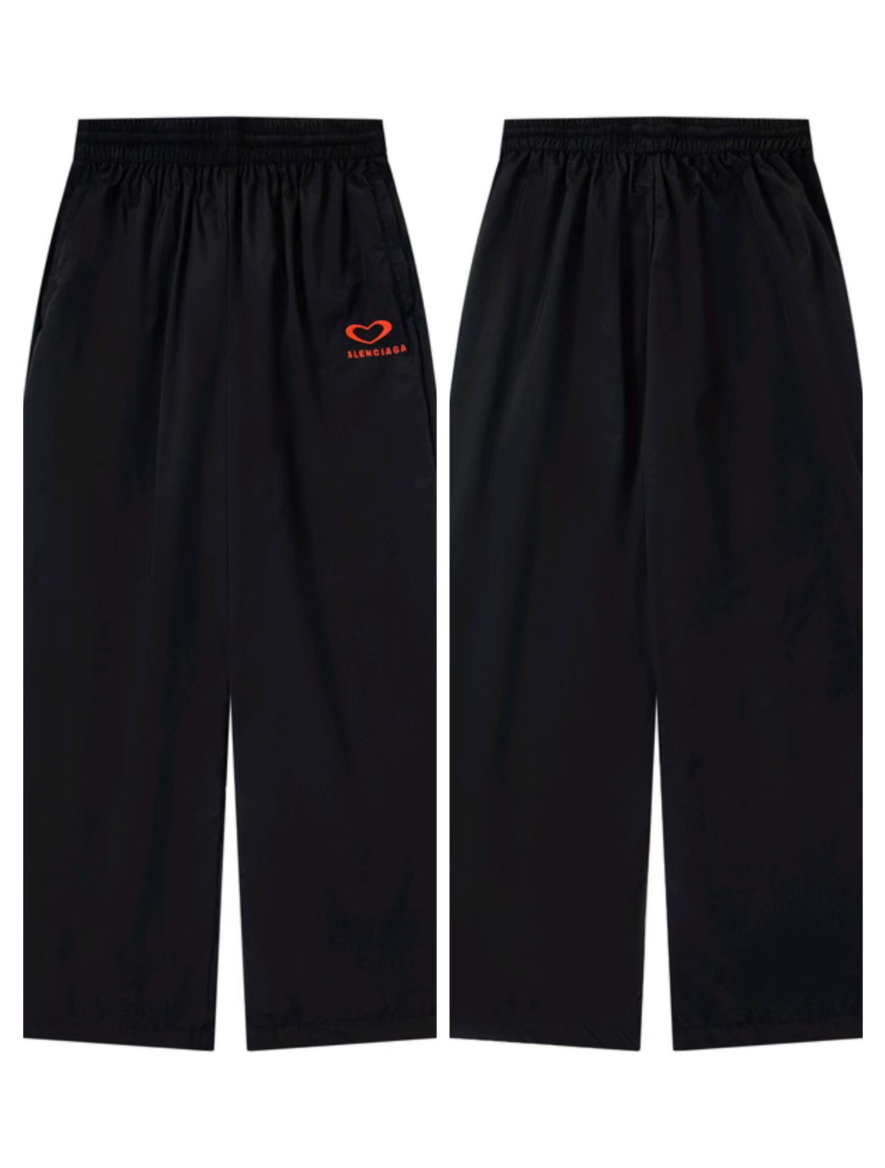 Balenciaga Heart Logo Pants Wide Leg Black