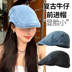 日系牛仔前进帽女潮牌时尚街头风画家帽子英伦风文艺复古报童帽子