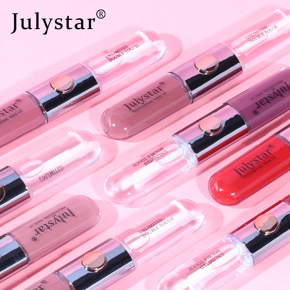Julystar Beauty's double-head mirror lip gloss is easy to apply and does not fade or stick to a cup of water undefined
