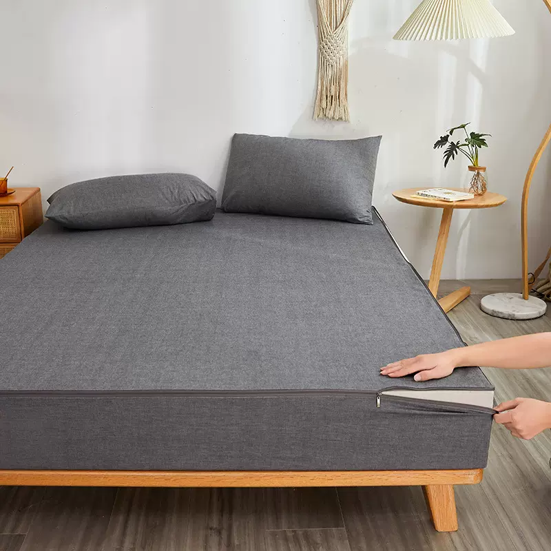 纯棉六面全包床笠单件酒店全棉床罩款定制民宿提花床垫保护套家用