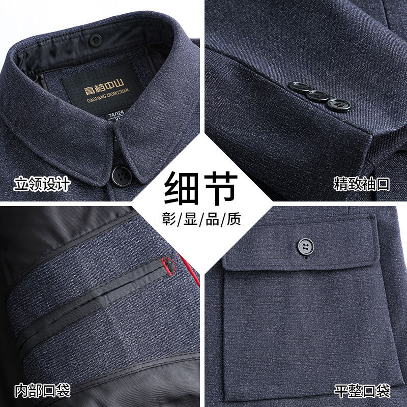 中山装男套装中老年唐装男春秋款中式礼服男国风爷爷外套中山服|undefined
