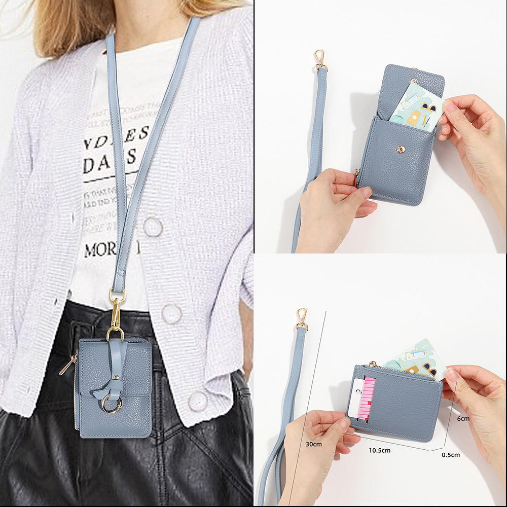 Cuello halter Mini Card Bag Funda protectora para permiso de trabajo Funda para llaves multifuncional Tarjeta de autobús para estudiantes Tarjeta de comida Paquete pequeño Liquidación