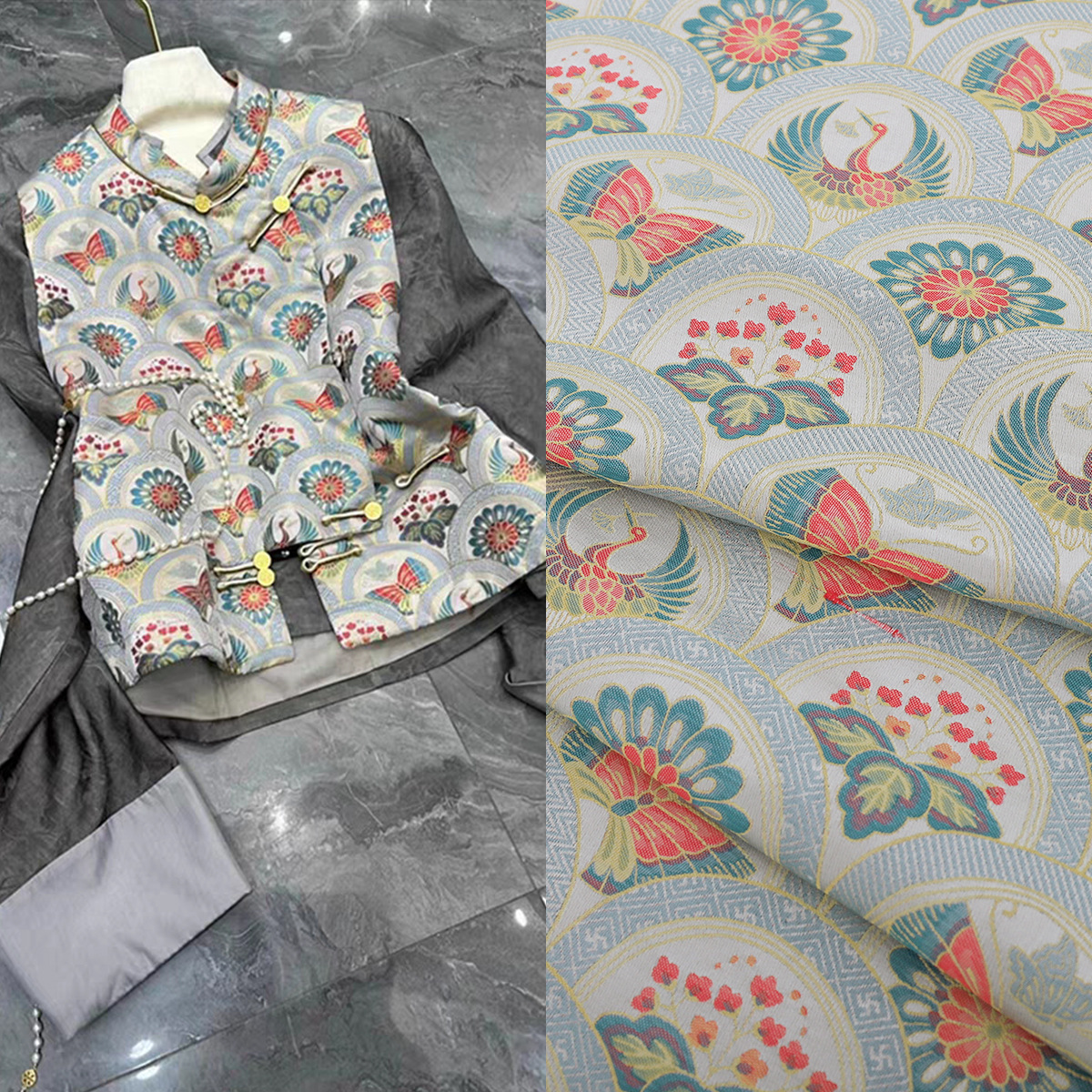 《彩麟》中国风源头厂家国潮提花布料上衣睡衣连衣裙服装面料