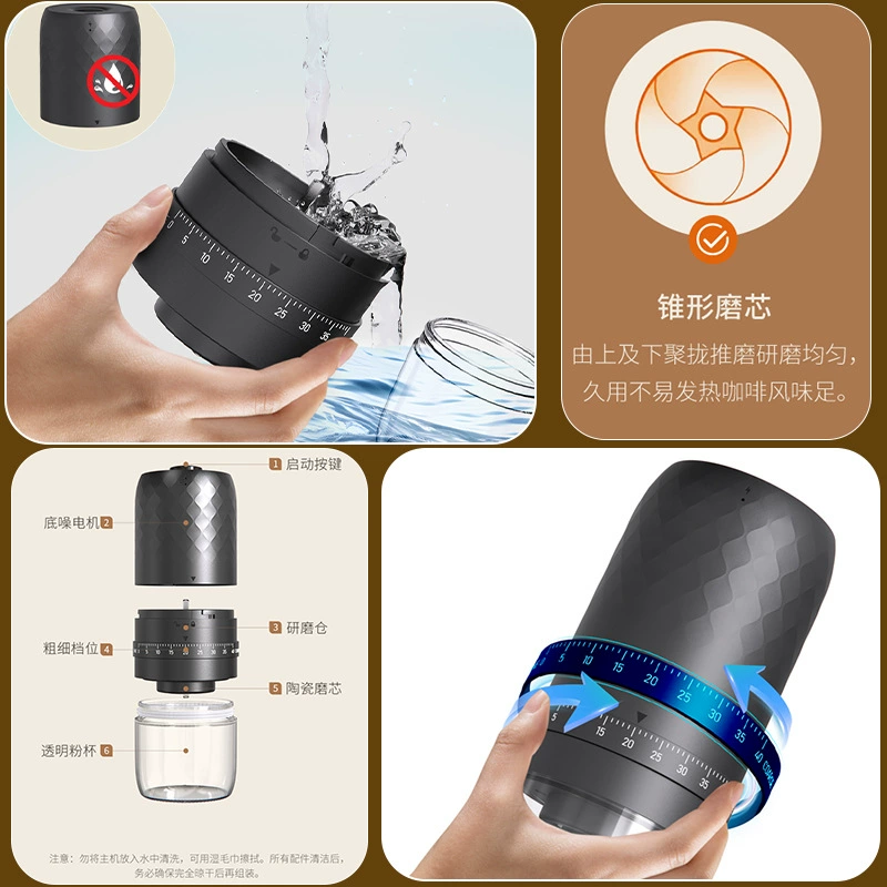 跨境热门 продажа электрическая кофемолка для дома маленькая ручная кофемолка портативная полностью автоматическая помол