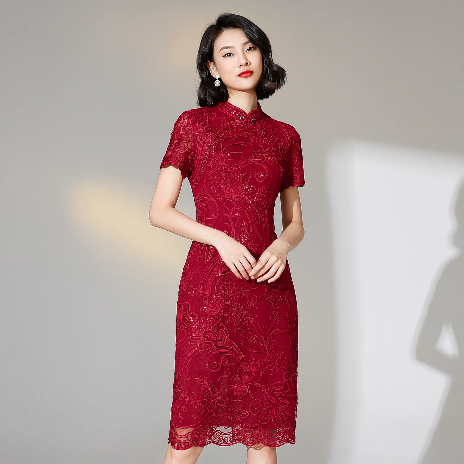 Шэньчжэньское свадебное платье высокого класса больших размеров, Счастливое Платье для тещи, летнее Новое дышащее платье с сетчатой вышивкой, женское