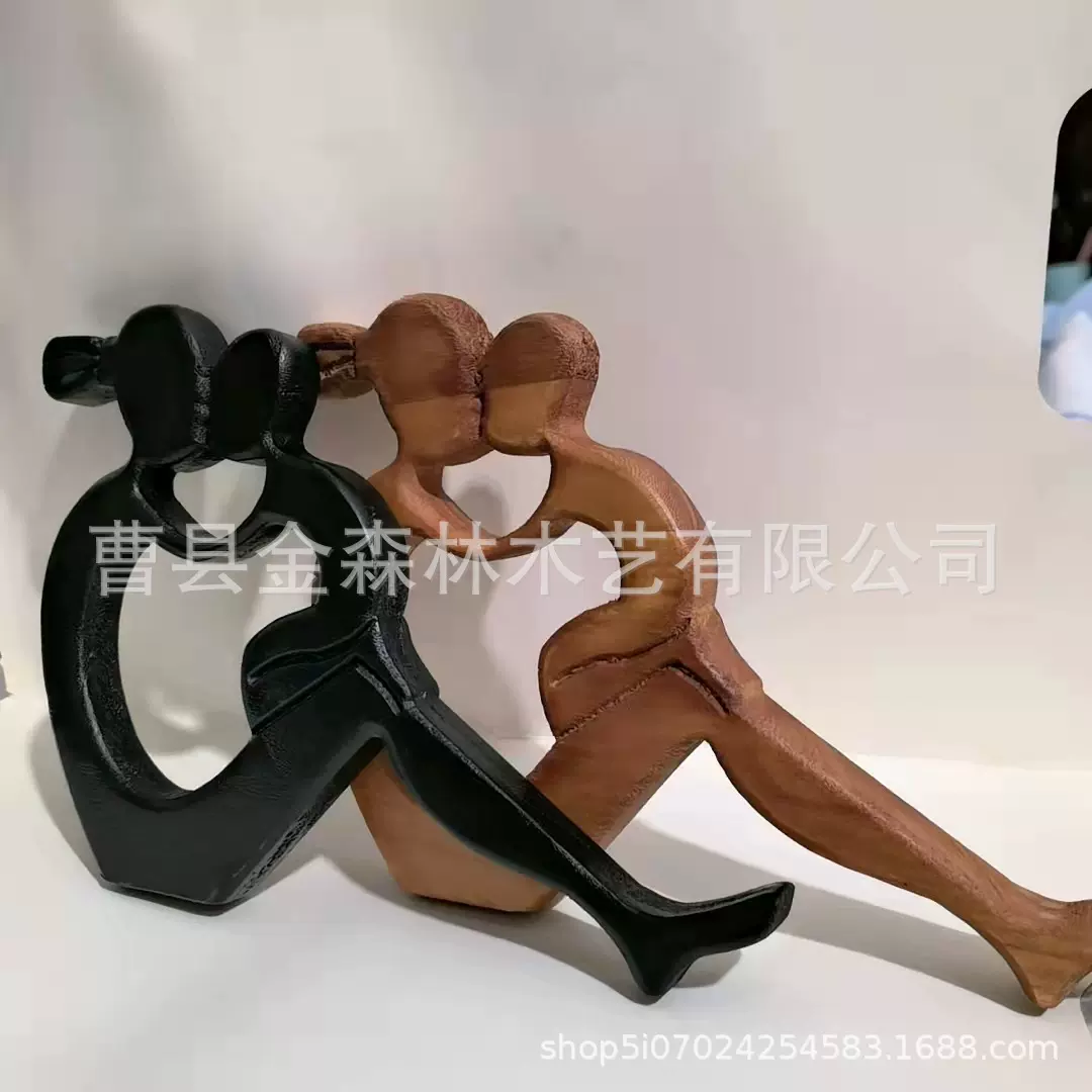 跨境新品简约亲吻拥抱母亲节妈妈和孩子家居木制创意礼品摆件