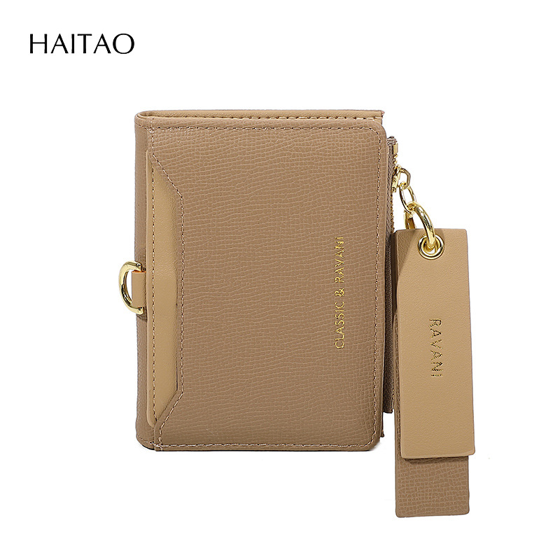 2025 nuevo tipo de bolso con tarjetas se puede colgar sin cuerdas, cartera corta doblada dos veces, bolso de cambio, bolso de tarjetas, viento