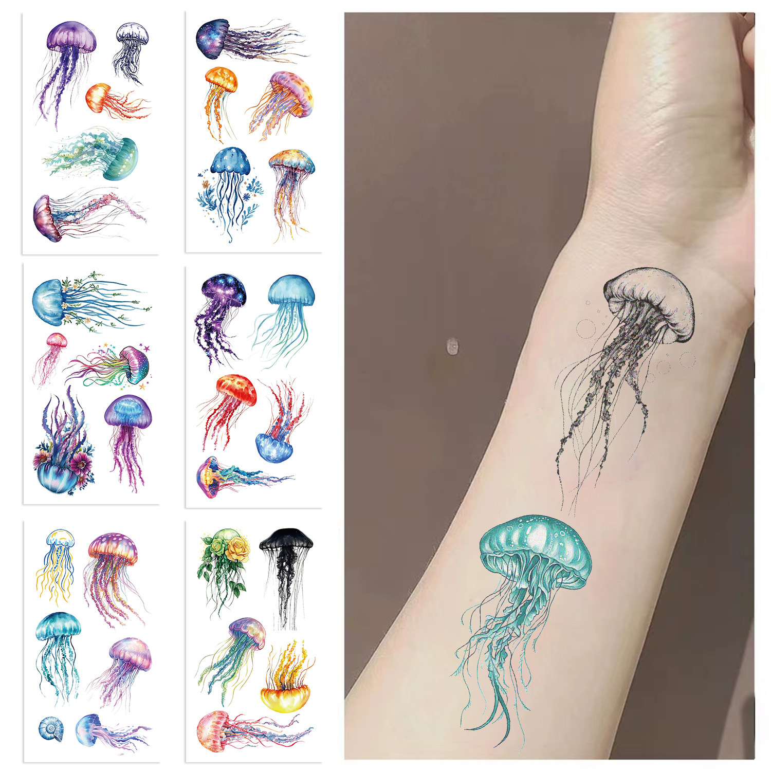 18g Weight tattoo stickers Event & Party Supplies 10 PCS/Package Quantity Party Occasion transfer stickers Material Jellyfish Pattern Jellyfish Transfer Stickers Tattoos & Body Art 10 PCS/Package 3