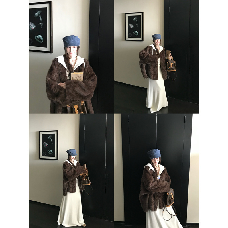Skk Store 顶流千金 环保小湖羊仿皮草皮毛一体毛绒绒外套上衣女|undefined