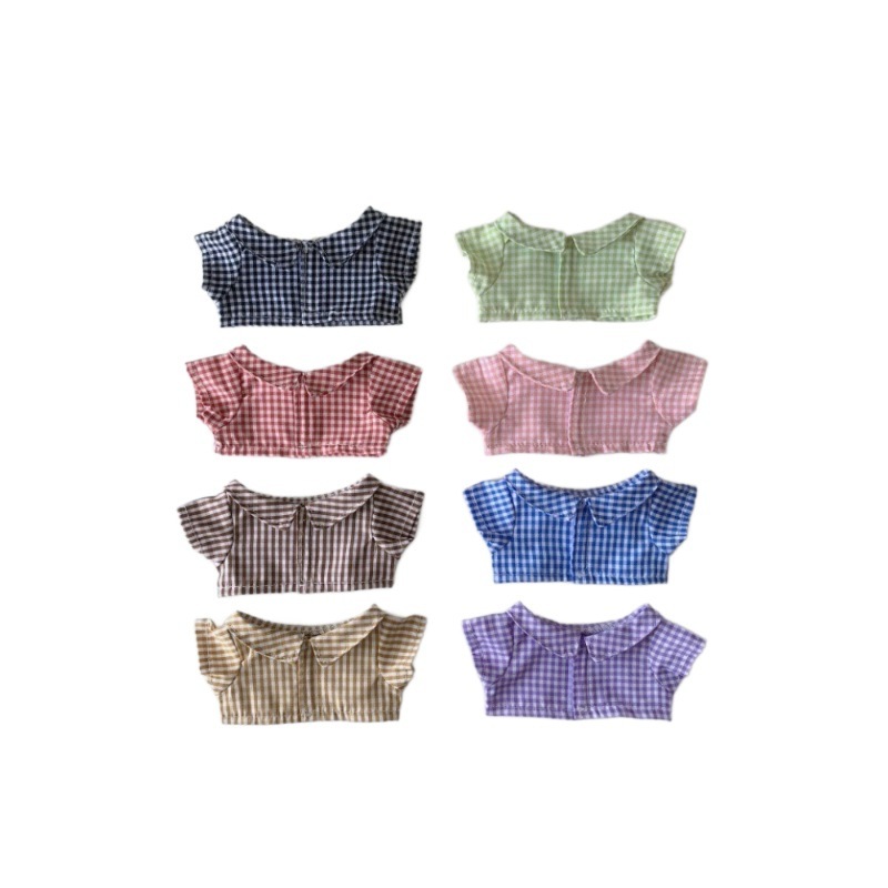 批发10cm15cm20cm棉花娃娃娃衣格子衬衫17cmlabubu衣服玩偶着替|undefined