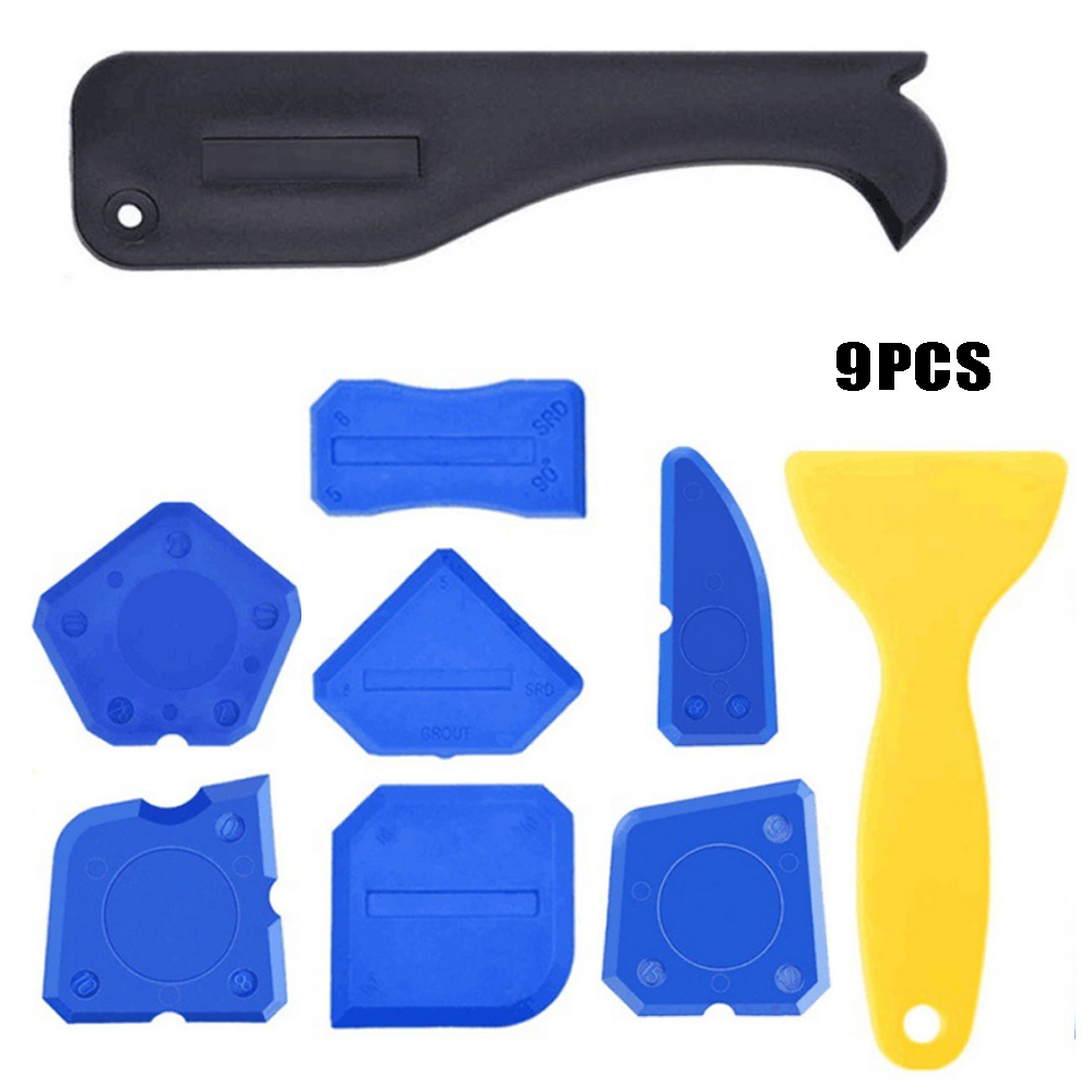 跨境热卖9件套硅酮密封胶瓷砖缝玻璃刮刀灌浆加固清洁刮胶板刮铲