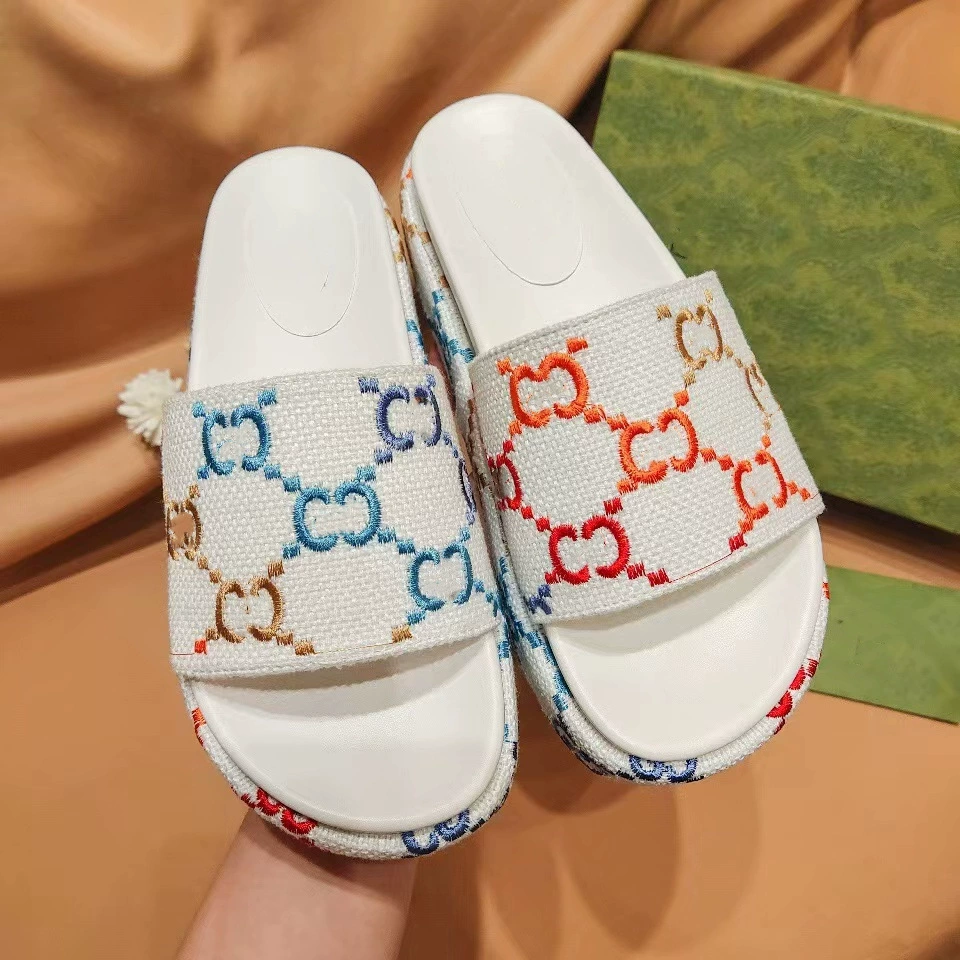 White high sandals platform, factory direct supply, 2022 collection, with embroidery, gradient