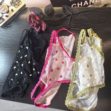 68同款胖次 蕾丝透明刺绣桃心网纱女内裤性感日系