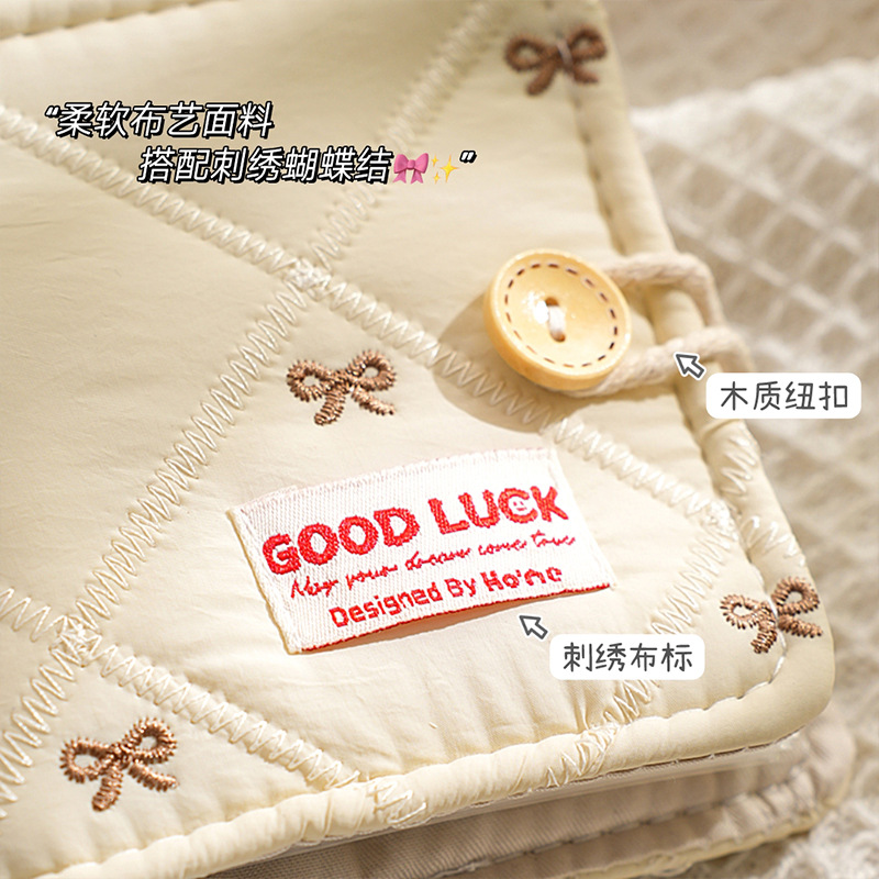 Bordado Bowknot One Palace Grid Card Book Estilo suave Tela suave japonesa Mini álbum de fotos Tarjeta Polaroid de 3 pulgadas