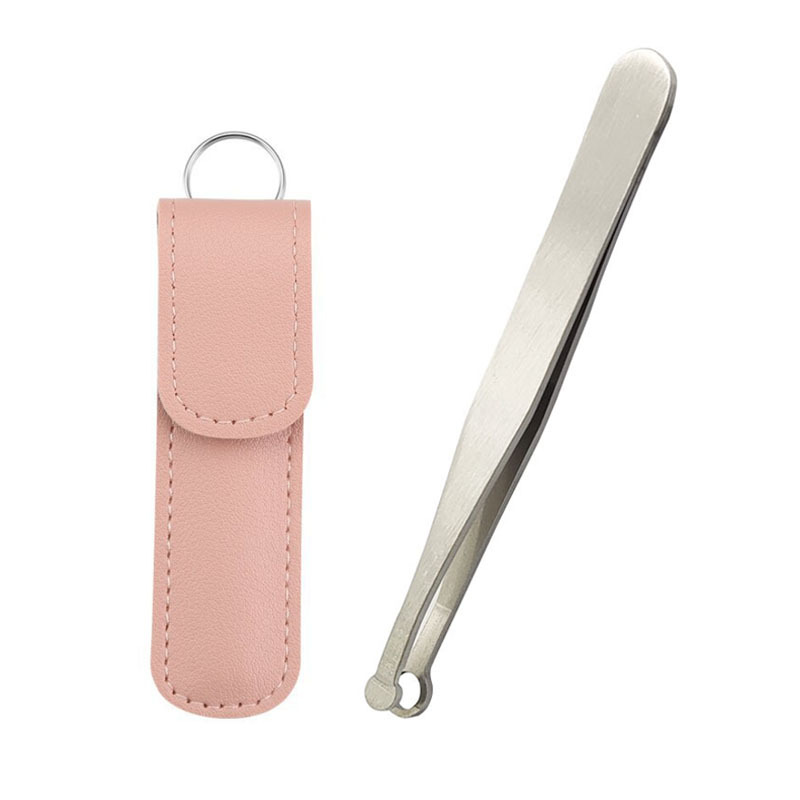 Acero inoxidable cabeza redonda anillo nariz pelo tijeras prensa en forma de nariz pelo clip nariz pelo cuchillo cuero cubierta barba trimmer belleza herramienta