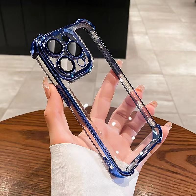 适用iPhone16四角气囊防摔手机壳苹果15PROMAX透明镜头膜16E护套X|undefined