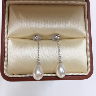 Zhuji Pearl Aurora Drop-shaped Natural Freshwater Pearl Earrings Female S925 Sterling Silver Wind Blowing Same Ear Line