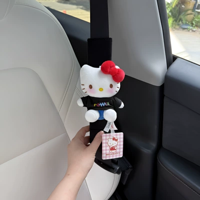 Shoulder Cover Safety Belt Decoration Car: Seat belt shoulder pad - sitting-black-t-color-printing-black-suede-shoulder-pads-genuine-with-anti-counterfeiting