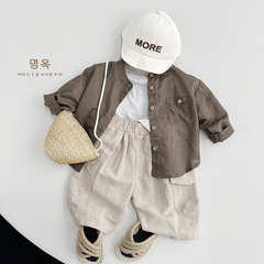Ramie cotton boys and girls outdoor skin clothing summer new style children's light and breathable air-conditioned cardigan children's sun protection clothing