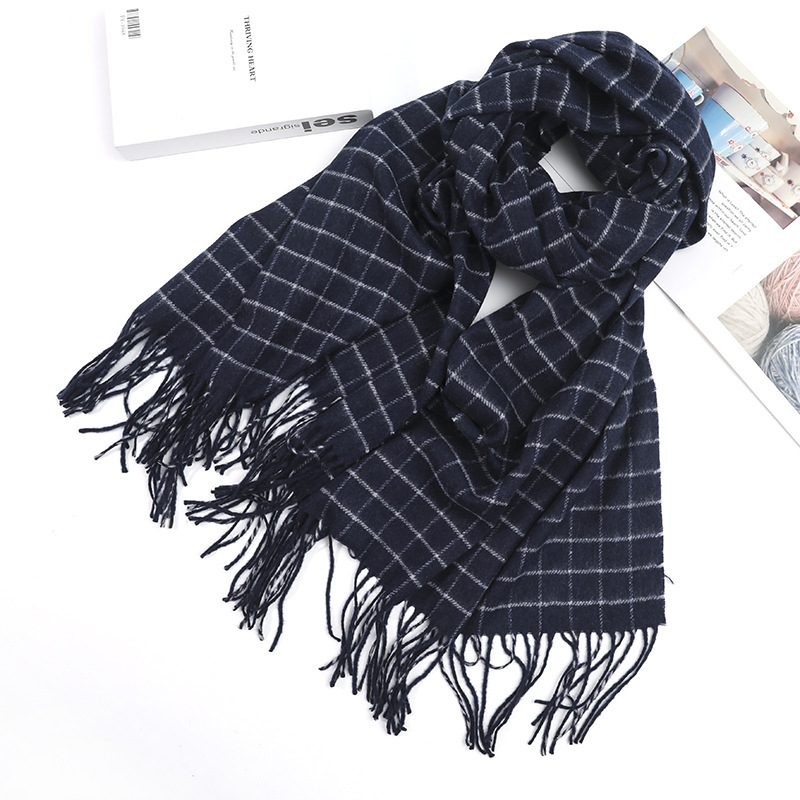 Plaid Scarf in Navy