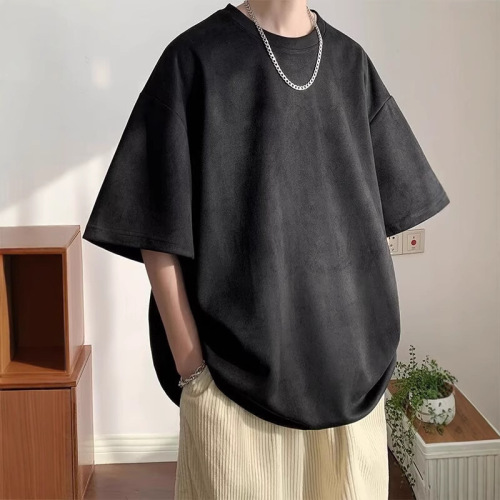 Heavyweight moccajin short-sleeve t-shirt for men, summer American streetwear brand top, loose-fit t-shirt