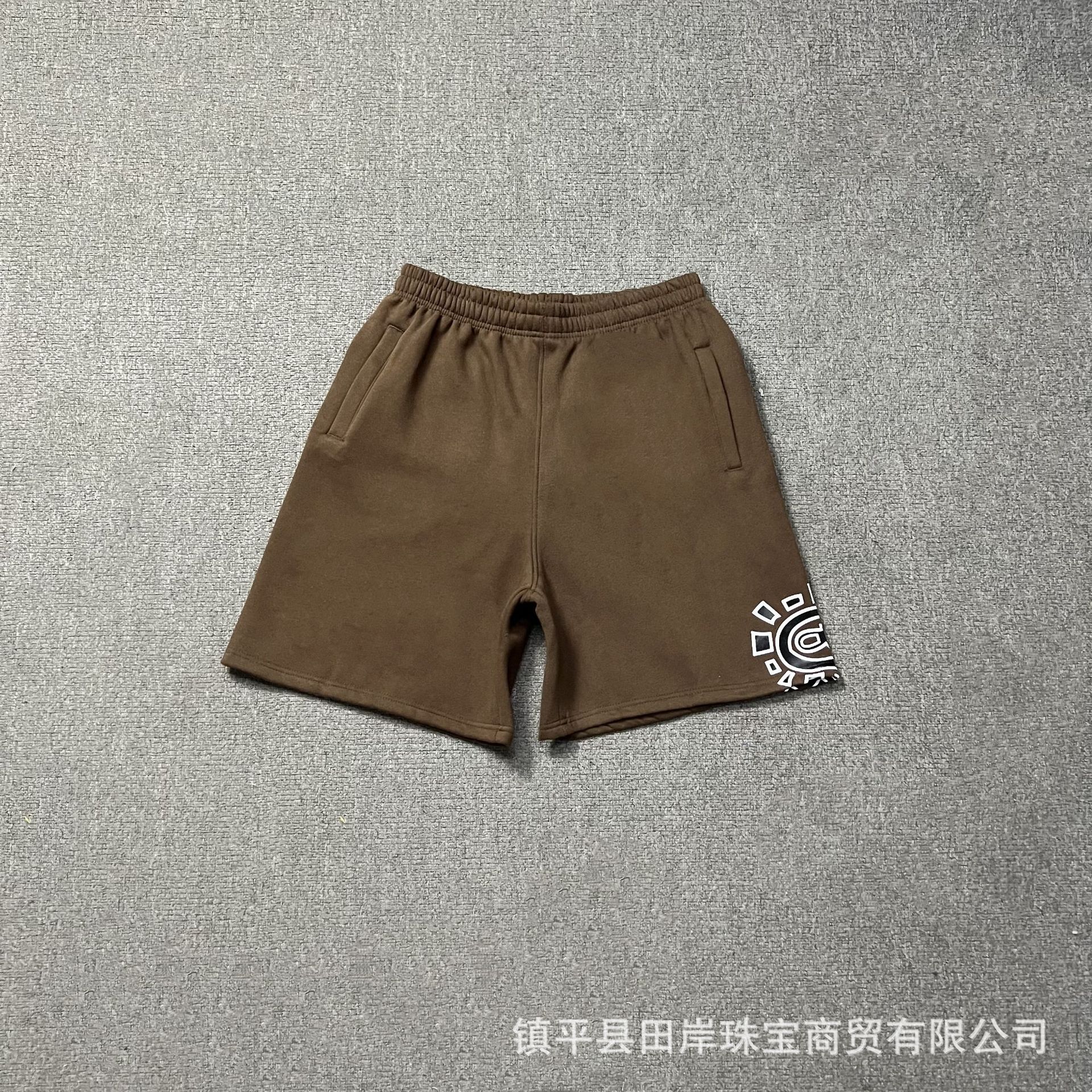 ADWYSD Sun Scroll Sweat Shorts Loose Fleece Brown
