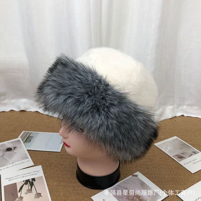 双拼色毛绒帽子蒙古大帽檐秋冬加厚仿貂毛狐狸毛男女帽保暖成人|undefined