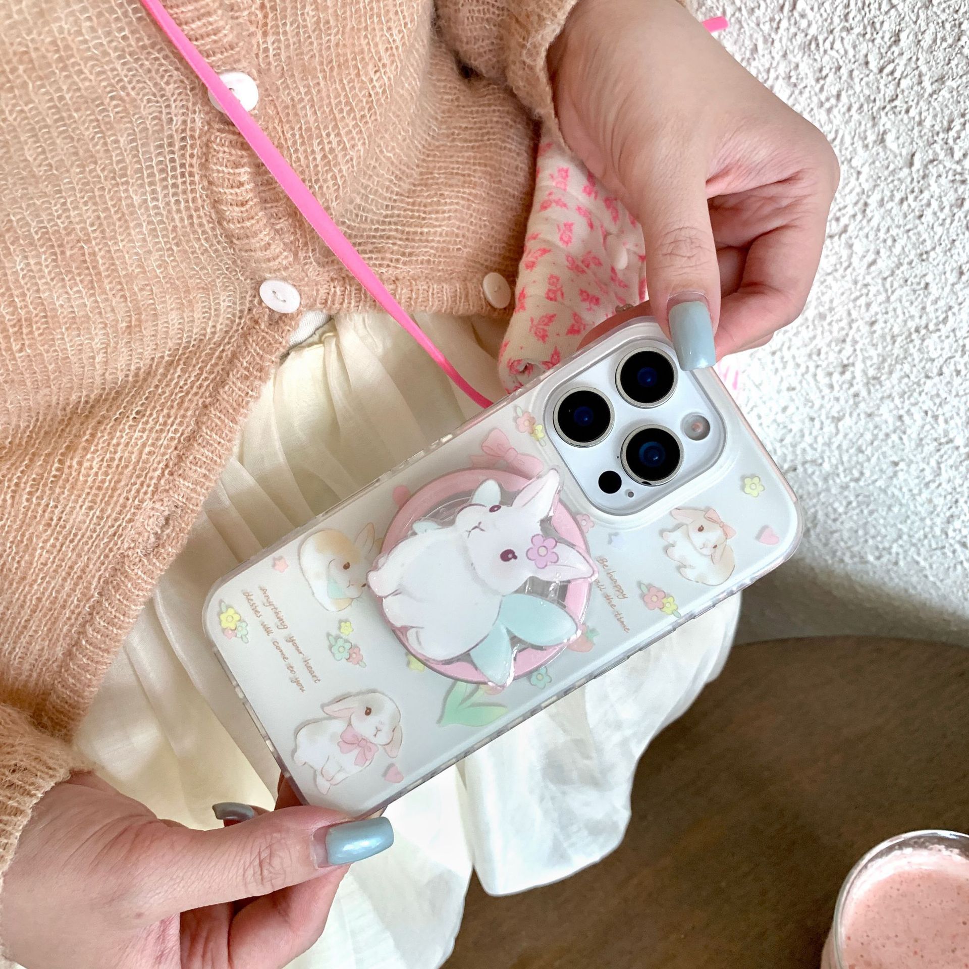 Lindo conejo inglés de nicho para Apple 15Pro/16Pro funda para teléfono móvil 14/13 nuevo 16ProMax femenino 15